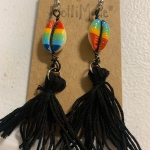 Rainbow shell tassel earrings